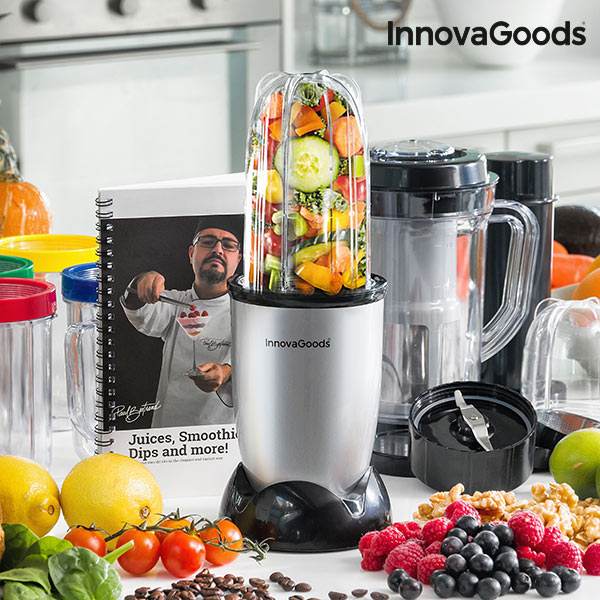 Mixér s Odšťavňovačem a Knihou Receptů One Touch InnovaGoods 250 W Šedý Mixér s Odšťavňovačem a Knihou Receptů One Touch InnovaGoods 250 W Šedý