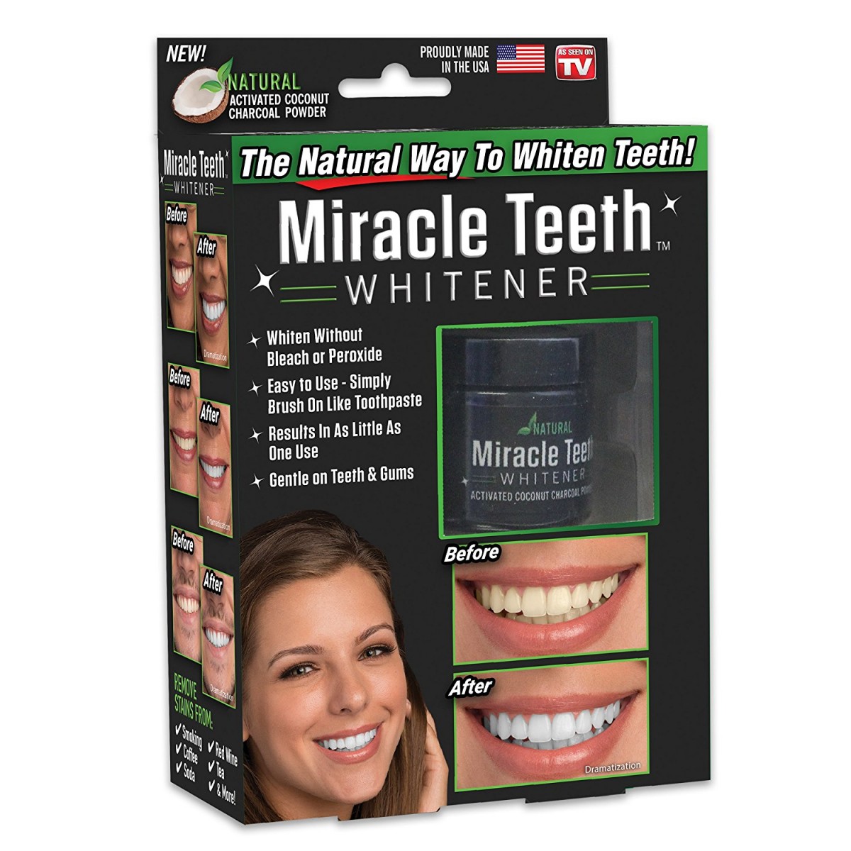 Miracle Teeth - přírodní uhlí pro bělení zubů Miracle Teeth - přírodní uhlí pro bělení zubů
