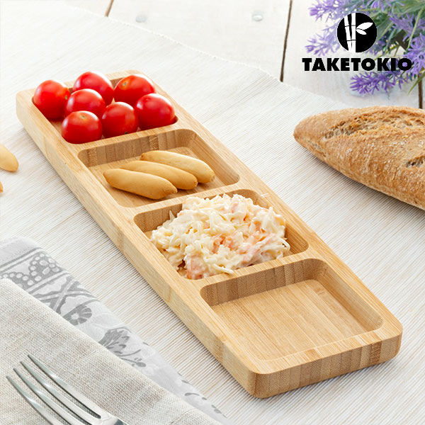Bambusový Tác se 4 Přihrádkami TakeTokio Bambusový Tác se 4 Přihrádkami TakeTokio