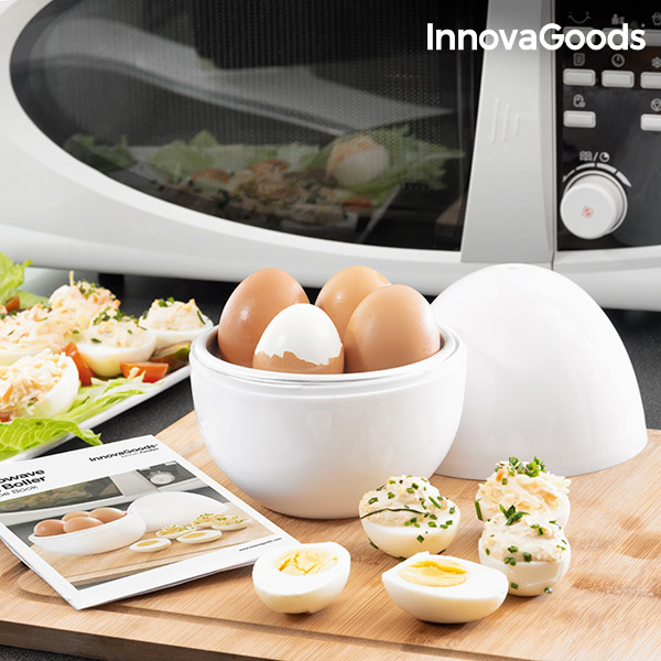 Vařič na Vajíčka do Mikrovlnné Trouby s Recepty Boilegg InnovaGoods Vařič na Vajíčka do Mikrovlnné Trouby s Recepty Boilegg InnovaGoods