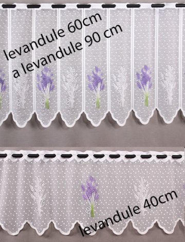 Vitrážková záclona Levandule Velikost: výška 40 cm