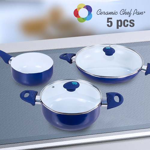 Ceramic Chef Pan Nádobí (5 kusů) - Námořnický Modrý Ceramic Chef Pan Nádobí (5 kusů) - Námořnický Modrý