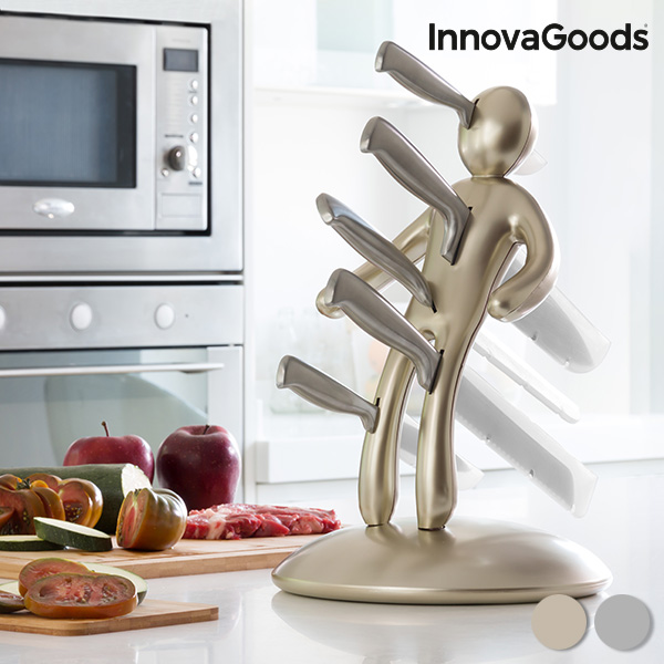 Sada Nožů se Stojanem Vudú Premium InnovaGoods (6 částí) - Zlatý Sada Nožů se Stojanem Vudú Premium InnovaGoods (6 částí) - Zlatý