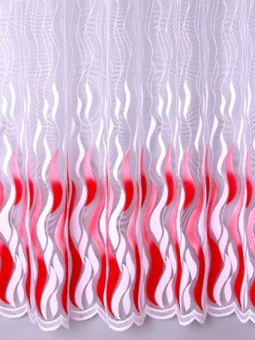 Záclona skleněná červená vlna, velikost: výška 180cm
