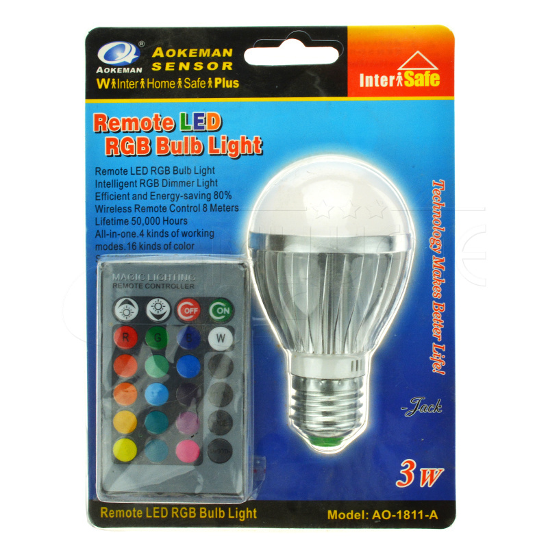 Barevná LED žárovka s ovladačem - 3W Barevná LED žárovka s ovladačem - 3W