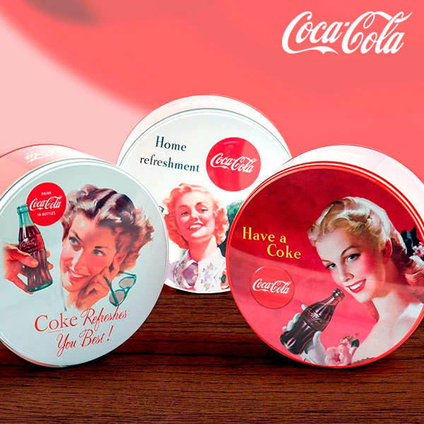 Kulatá Retro Plechová Krabice Coca-Cola Kulatá Retro Plechová Krabice Coca-Cola