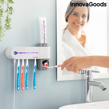 UV sterilizátor na zubní kartáčky s podstavcem a dávkovačem zubní pasty Smiluv InnovaGoods