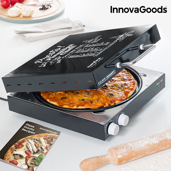 Elektrická trouba na pizzu s knihou receptů Presto! InnovaGoods 1200 W černá Elektrická trouba na pizzu s knihou receptů Presto! InnovaGoods 1200 W černá